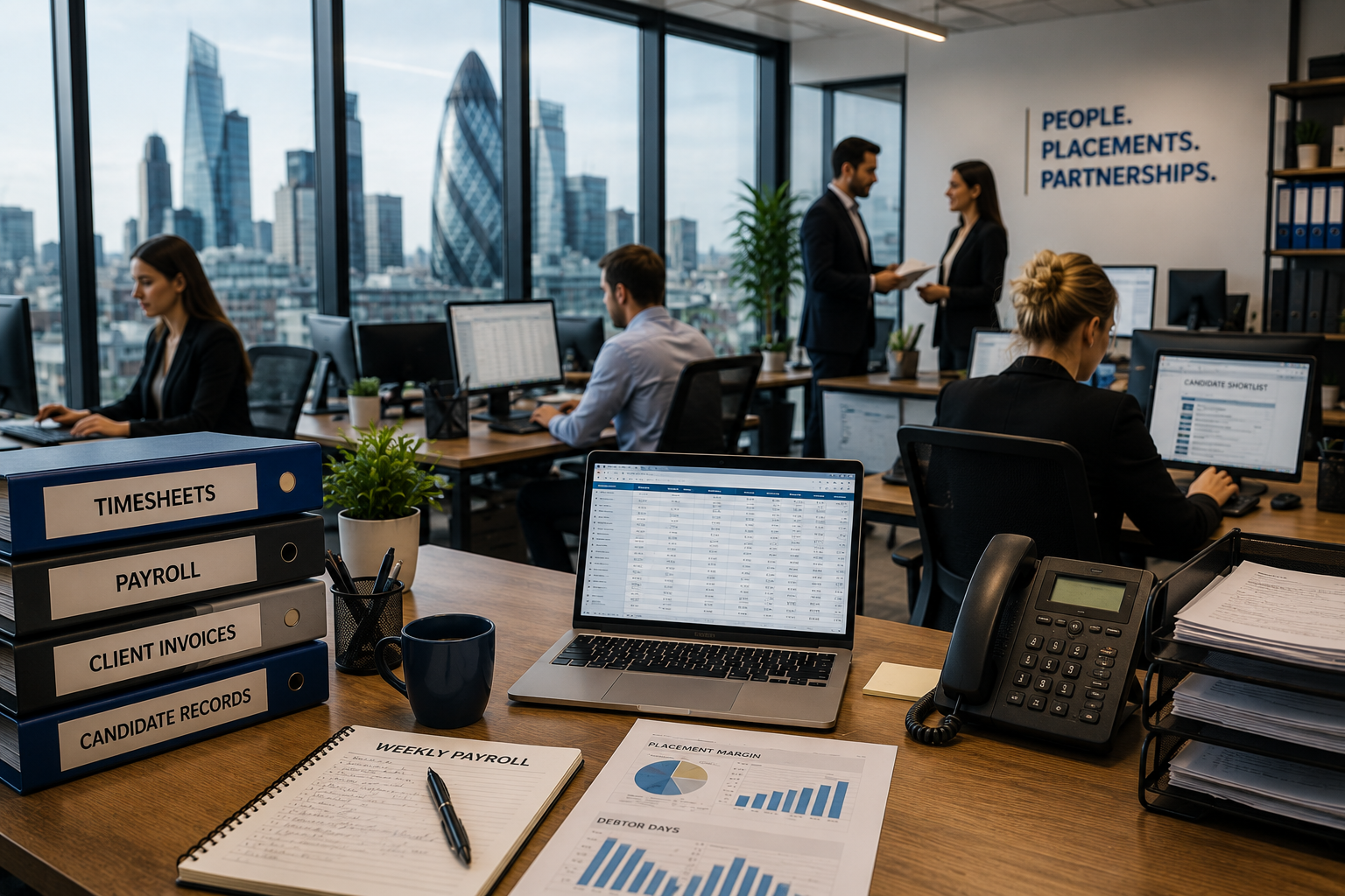 Recruitment agency accountants supporting payroll timesheets and invoicing